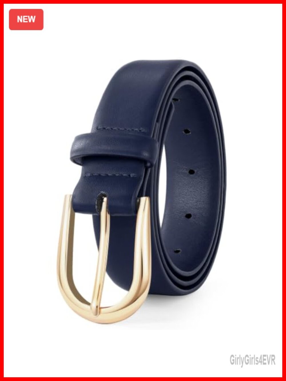 Faux Leather Women's Belt with Gold Buckle for Jeans Pants Dress